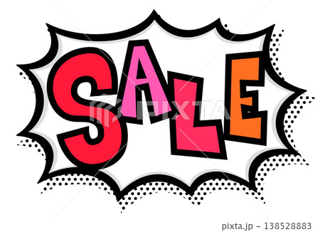 赤いSALE文字入りの黒太線のポップなトゲトゲ吹き出し。激安セール告知用。 赤いSALE文字入りの黒太線のポップなトゲトゲ吹き出し。激安セール告知用。 138528883