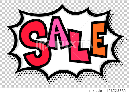 赤いSALE文字入りの黒太線のポップなトゲトゲ吹き出し。激安セール告知用。 赤いSALE文字入りの黒太線のポップなトゲトゲ吹き出し。激安セール告知用。 138528883