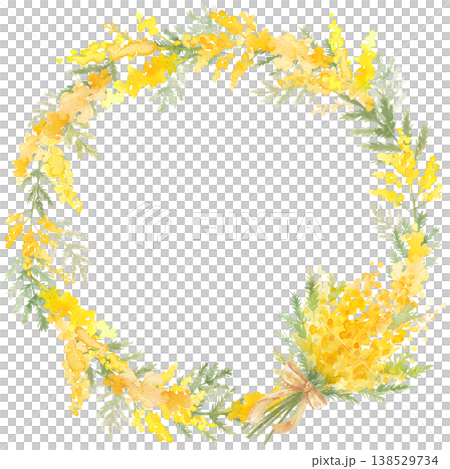 水彩ミモザのリース 138529734