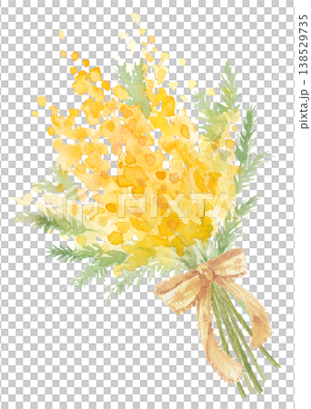 水彩ミモザの花束 138529735