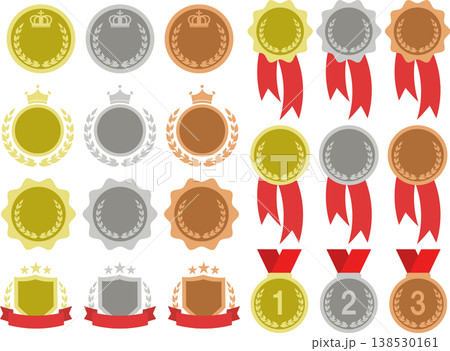 ランキングなどに使えるメダルのアイコンセット 138530161