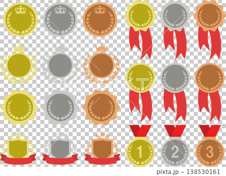 ランキングなどに使えるメダルのアイコンセット 138530161