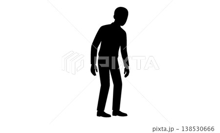 下を向く男性のシルエット 下を向く男性のシルエット 138530666