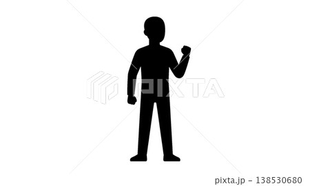 ガッツポーズをする人物のシルエット ガッツポーズをする人物のシルエット 138530680
