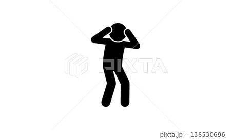 頭を抱える棒人間のアイコン 138530696