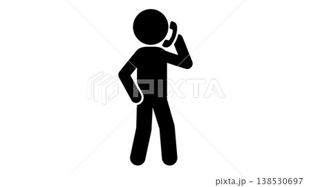 電話をかける棒人間のピクトグラム 138530697