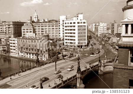 古写真　1956年　東京　日本橋のパノラマ 138531123