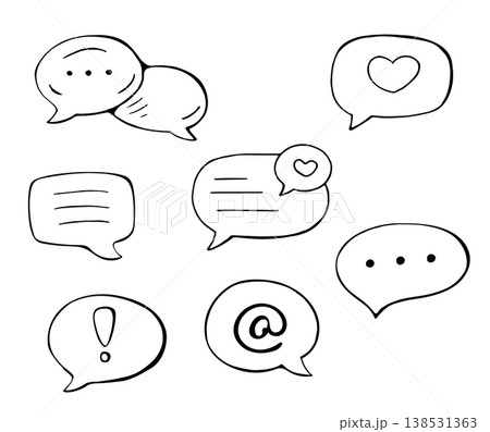 Chat speech bubbles doodle icon communication message social media illustration 138531363