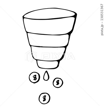 Marketing funnel doodle icon sales process concept hand drawn illustration Marketing funnel doodle icon sales process concept hand drawn illustration 138531367