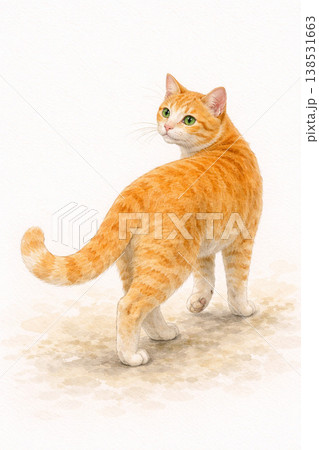 猫シリーズ：振り返る猫の一瞬の表情 138531663
