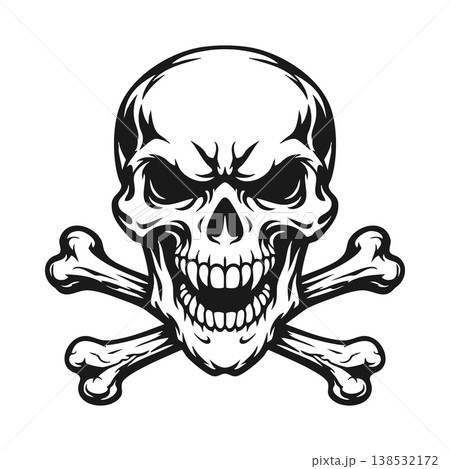 Vector tribal skull and crossbones logo Vector tribal skull and crossbones logo 138532172