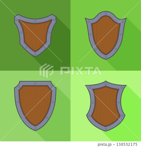 Collection of gray shields with shadows 138532175