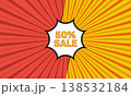 Red orange comic book style background fifty percent sale 138532184