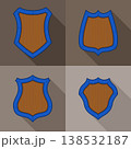 Set of wooden blue shields with shadows 138532187