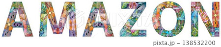 Amazon words. Hand drawn lettering. Vector text. 138532200