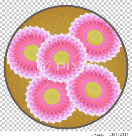 円形背景のついたデージーのイラスト 138532315