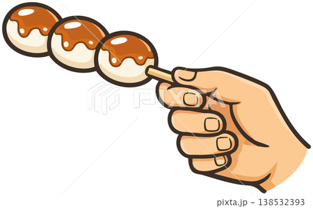 Mitarashi Dango in Hand Vector Illustration 138532393