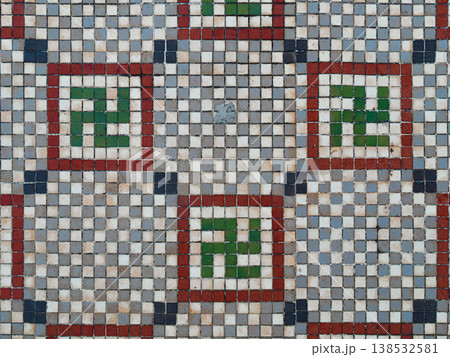 Mosaic floor with a large representation of the Mosaic floor with a large representation of the 138532581
