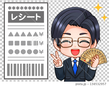 Illustration of a receipt and a certified public accountant Illustration of a receipt and a certified public accountant 138532957