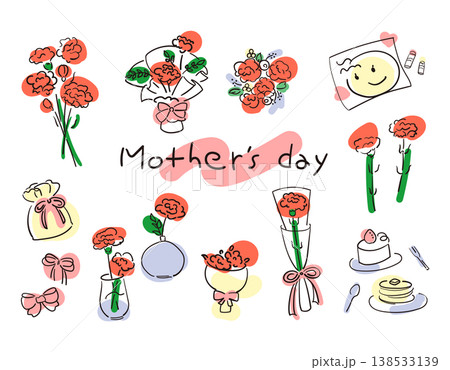 母の日のプレゼントを贈るイラスト 138533139