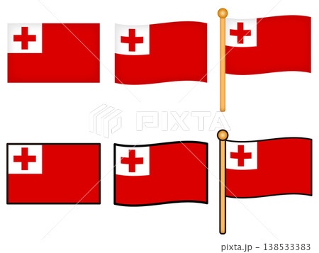 トンガの国旗のイラスト素材セット トンガの国旗のイラスト素材セット 138533383