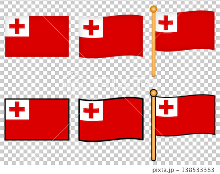 トンガの国旗のイラスト素材セット トンガの国旗のイラスト素材セット 138533383