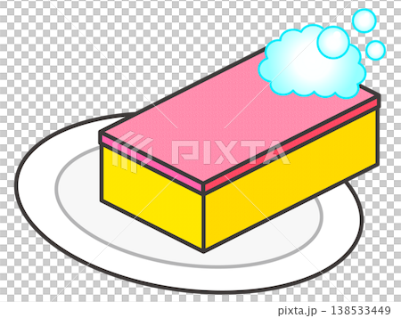 Illustration of a sponge washing dishes 138533449