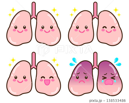 かわいい肺のイラスト素材セット 138533486