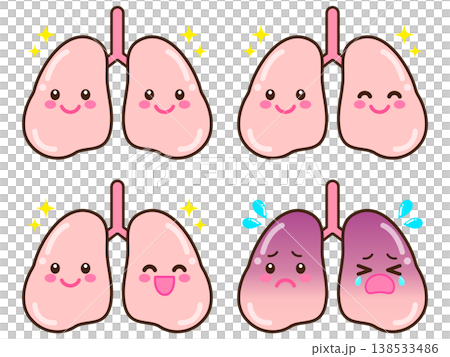 かわいい肺のイラスト素材セット 138533486