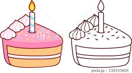 Cartoon birthday cake slice drawing Cartoon birthday cake slice drawing 138533605