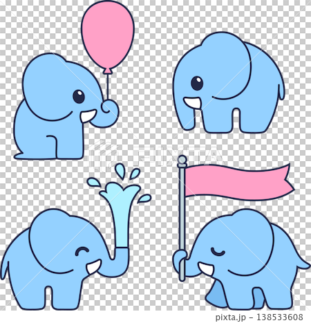 Cute cartoon baby elephant drawing set Cute cartoon baby elephant drawing set 138533608