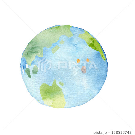 水彩の地球キャラクター 驚き 表情 環境 SDGs エコ 水彩の地球キャラクター 驚き 表情 環境 SDGs エコ 138533742