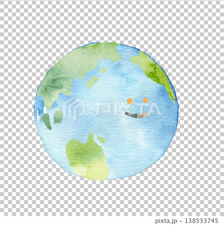 水彩の地球キャラクター 笑顔 環境 SDGs エコ  138533745