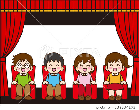 映画館で映画鑑賞する家族と子供のイラスト素材3 映画館で映画鑑賞する家族と子供のイラスト素材3 138534173