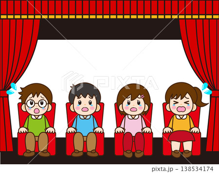 映画館で映画鑑賞する家族と子供のイラスト素材4 映画館で映画鑑賞する家族と子供のイラスト素材4 138534174