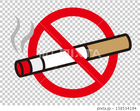 Illustrations of a no-smoking sign and a cigarette Illustrations of a no-smoking sign and a cigarette 138534194