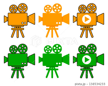 映画の撮影用ビデオカメラのイラスト素材セット4 138534233