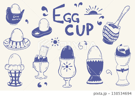Egg cup breakfast collection with boiled eggs and morning lettering Egg cup breakfast collection with boiled eggs and morning lettering 138534694