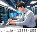 デスクでプログラミングに集中するプログラマー 138534855