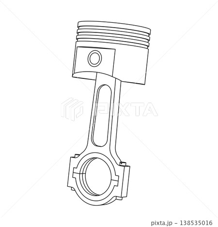 Car engine piston outline vector illustration automotive mechanical part line icon for repair service engineering and transport isolated on white background 138535016