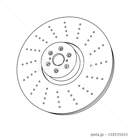 Brake disc outline icon, automotive brake rotor in line art style for auto service and mechanic design. Vector 138535033