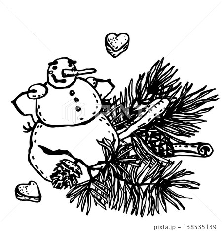 A composition of black and white pine branches 138535139