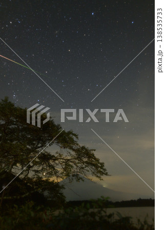 田貫湖で見る夜空と富士山 田貫湖で見る夜空と富士山 138535733