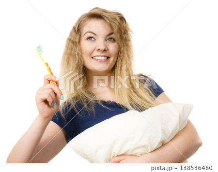 Happy cheerful woman wearing pajamas 138536480