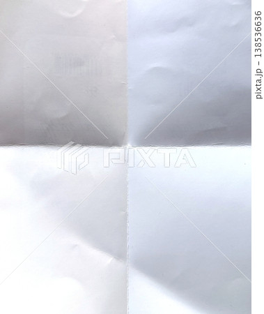 Texture of lightly crumpled white paper background with subtle creases and blue shadows, a clean, versatile surface for invitations, presentations, mockups, and graphic layouts 138536636