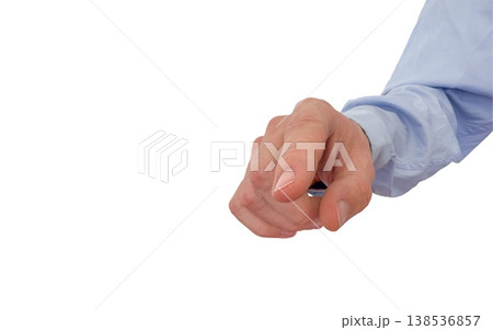 Pointing hand isolated on transparent background for business choice selection quality control and target focus 138536857
