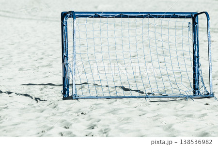 football gate on sandy beach soccer goal football gate on sandy beach soccer goal 138536982