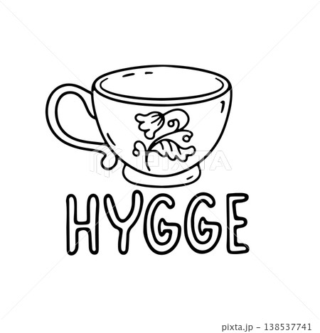 Hand hygge and ceramic cup doodle icon vector illustration Hand hygge and ceramic cup doodle icon vector illustration 138537741