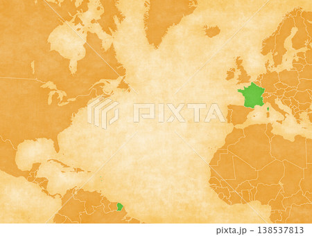 Ocher map of North Atlantic Ocean - France 138537813