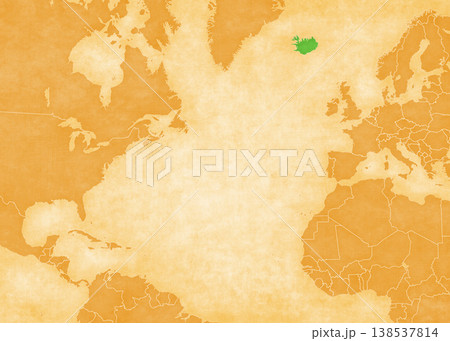 Ocher map of North Atlantic Ocean - Iceland Ocher map of North Atlantic Ocean - Iceland 138537814